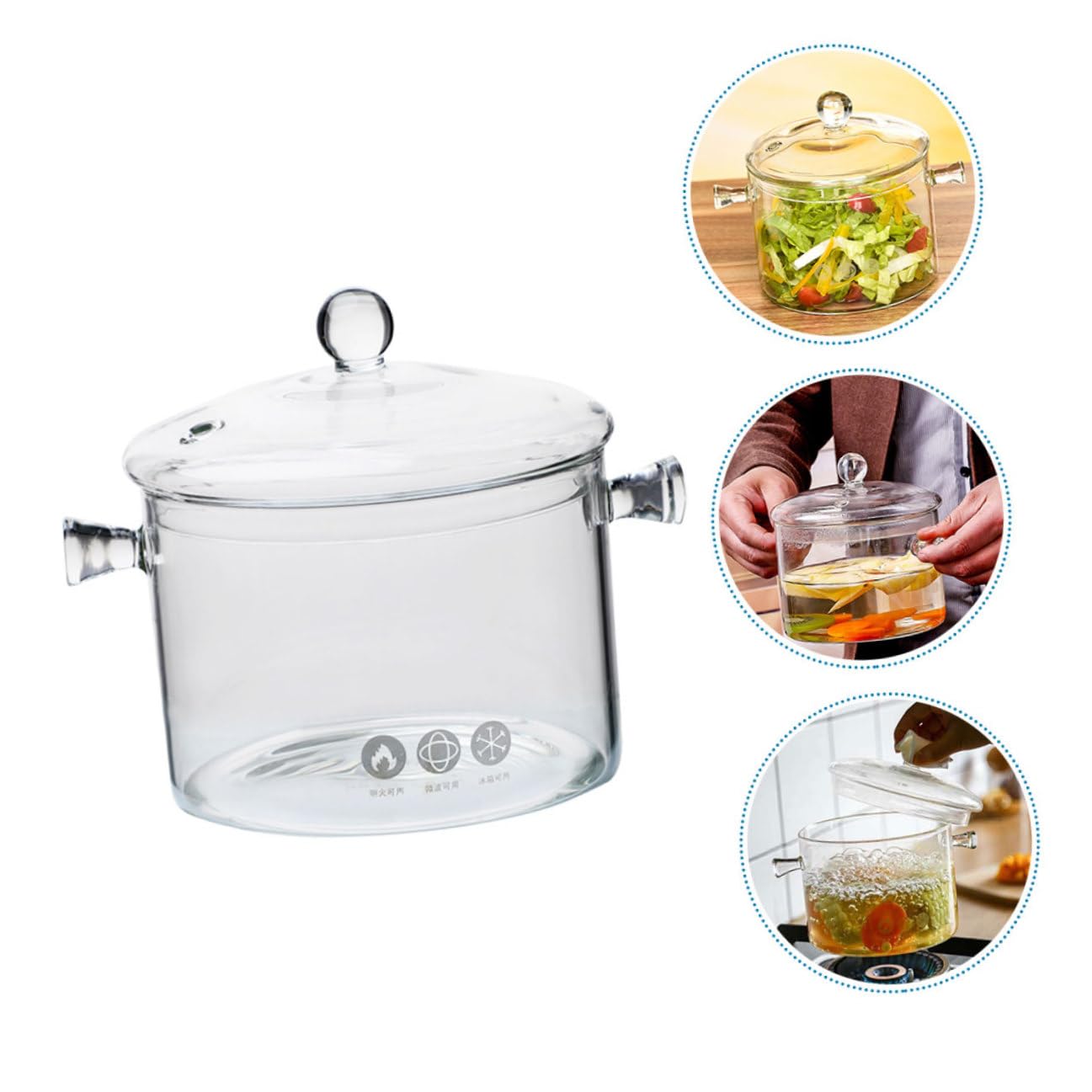VANZACK 1500ml Glas Schüssel mit Deckel Hitzebeständig Klarsichtiger Glasbehälter Mikrowellengeeignet für Salat und Aufbewahrung in Küche