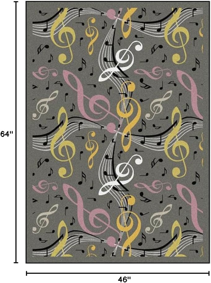 Joy Carpets Kid Essentials Music & Special Needs Virtuoso Rug, Gray, 3'10" x 5'4"