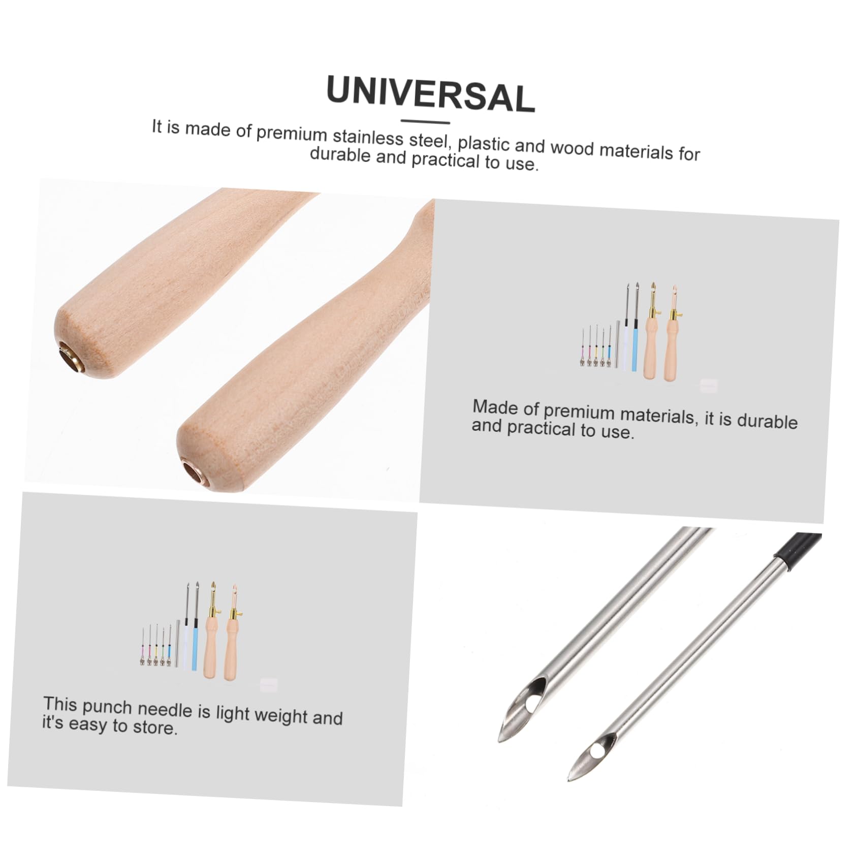 Operitacx 4juegos Agujas De Bordado Punch Needle Mango De Madera Kit Para Principiantes Manualidades y Bordados Para Proyectos Textiles y Arte Casa