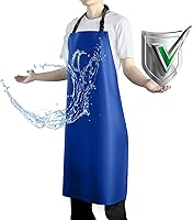 Vista 1 de Delantal impermeable con cómodo babero ajustable de goma de vinilo para lavavajillas, delantal resistente para hombres y mujeres lavavajillas Azul