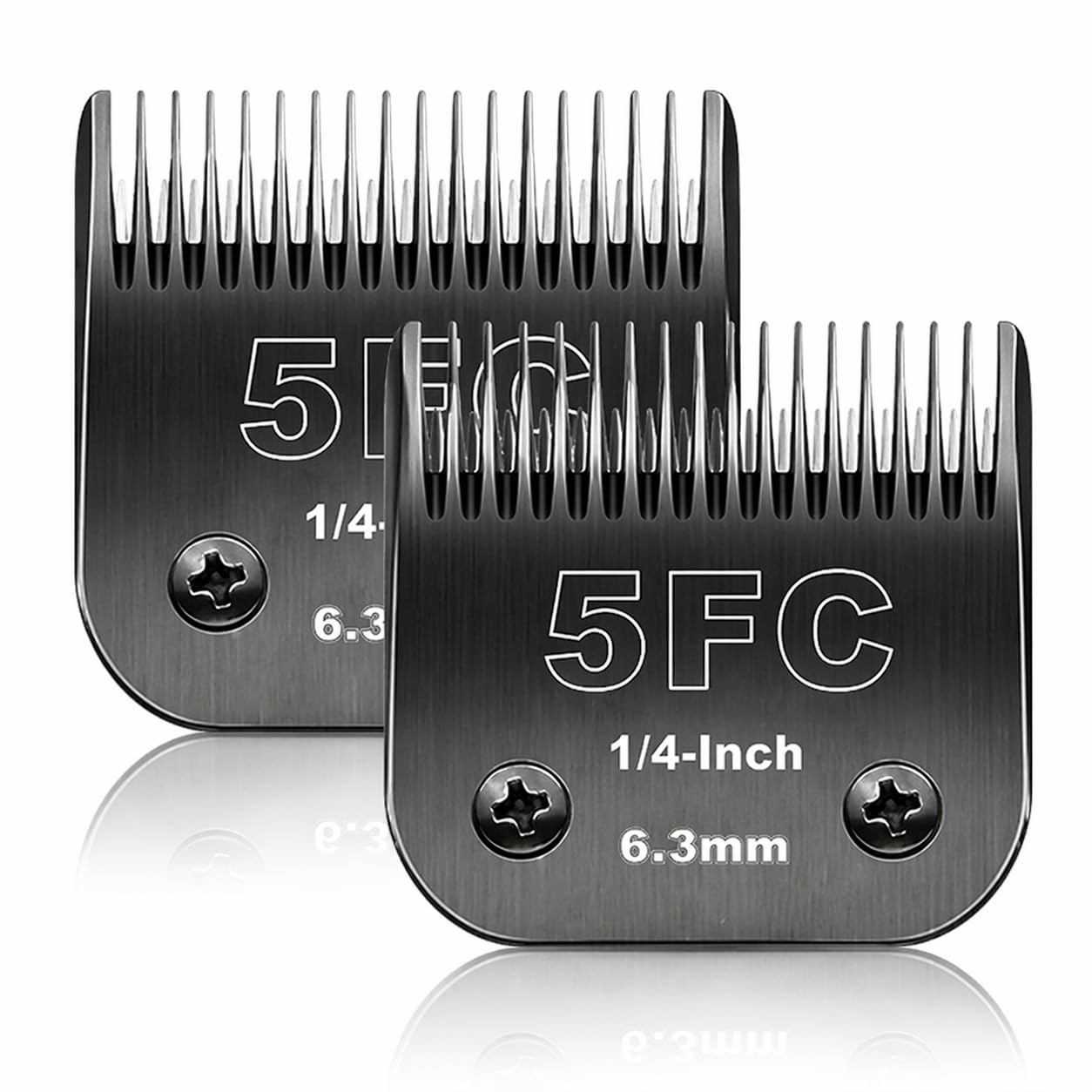 BESTBOMG Dog Grooming Replacement Blade Compatible with Heiniger / Moser Max45 / Andis / Oster A5 / Wahl 10km Series Dog Clippers Size 5F 1/4" (6.3mm) Cutting Length 2 Units Black