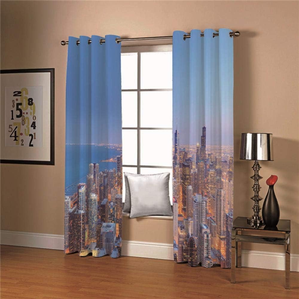 プリントカーテン シティビュー 遮光カーテン 寝室 リビングルーム 子ども部屋 ダイニングルーム ウィンドウドレープ 2パネルセット