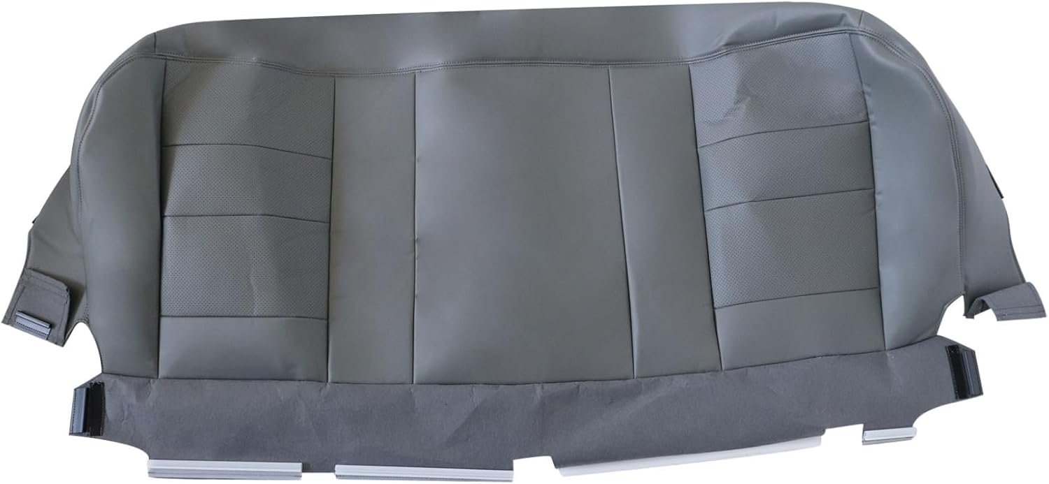 NLQR Back Car Seat Cover, Rear Bench Bottom & Top Lean Back Perforated Vinyl Cover Gray Compatible with Ford F250 F350 Super Duty 2002 2003 2004 2005 2006 2007