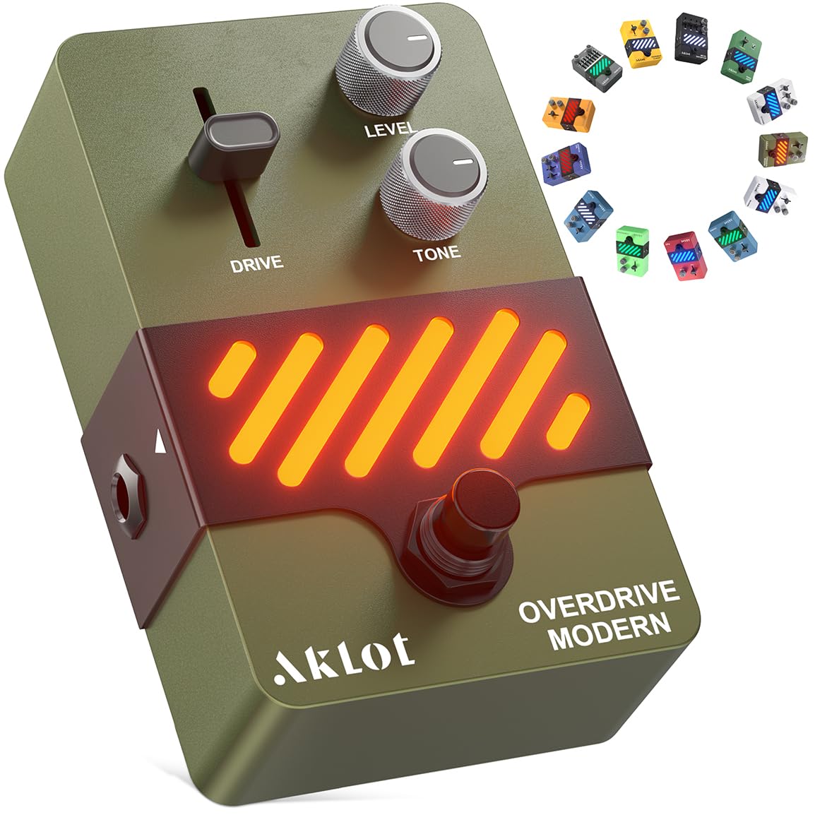 AKLOT Modern Overdrive Guitar Pedal: From Light Breakup to Rich Saturated Drive, Dynamic Touch-Responsive Overdrive, Gain &amp; Tone Controls, Mini Electric Guitar Pedal with True Bypass, NEON Torque