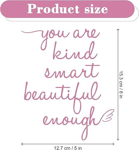 Miniatura 4 de Calcomanías de afirmaciones de espejo de baño, You are Kind Smart Beautiful Enough Calcomanías de vinilo, lindas calcomanías de espejo para