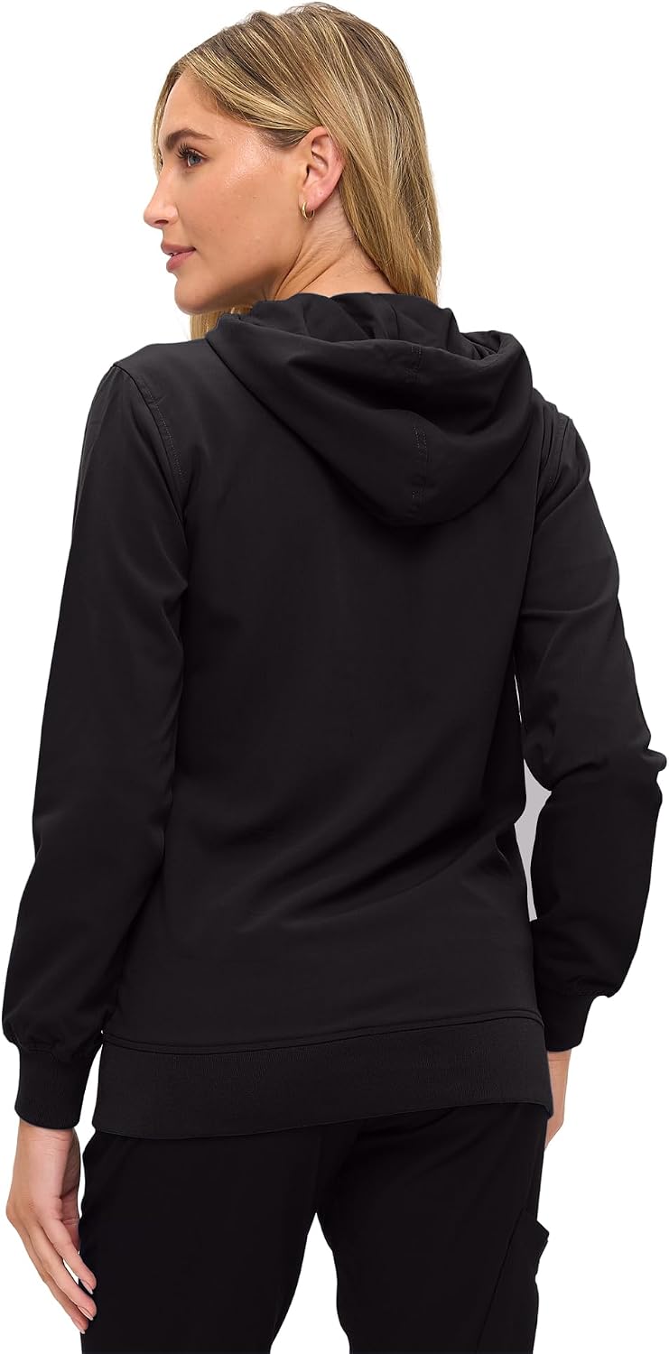 Monarch Uniforms Women's Scrub Jacket Hoodie – Lightweight Zip Up Nursing Jacket, Stretch Medical Uniform Jacket for Women