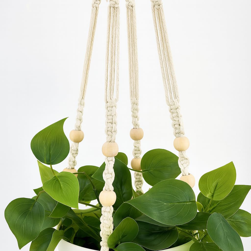 PASCH® Lierre artificiel en pot (céramique) avec suspension en macramé tissée à la main | Plante artificielle suspendue | Plante artificielle en pot | Plantes artificielles suspendues | Faux lierre à