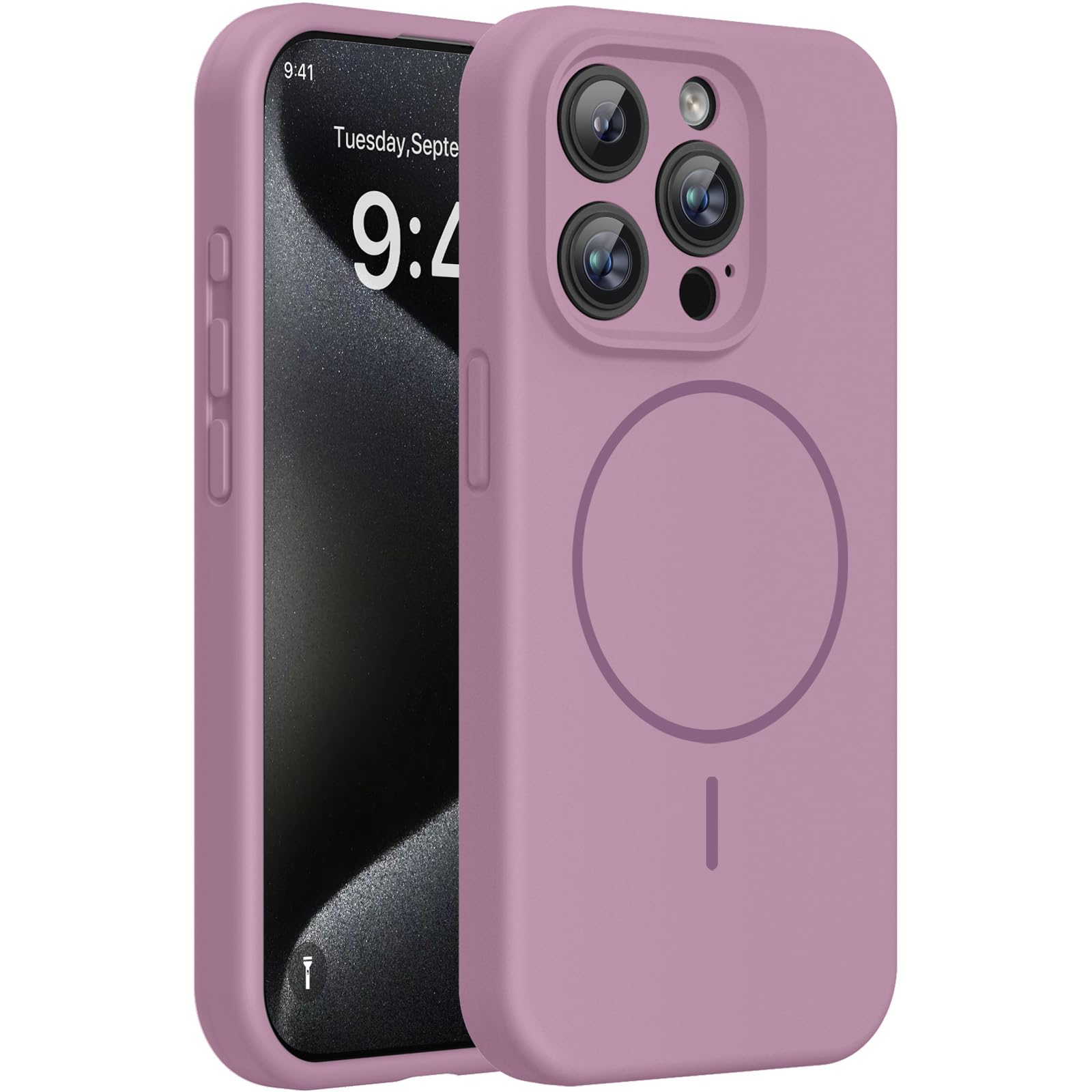Miracase Silicone &amp; Magnetic for iPhone 15 Pro Case, Blackcurrant