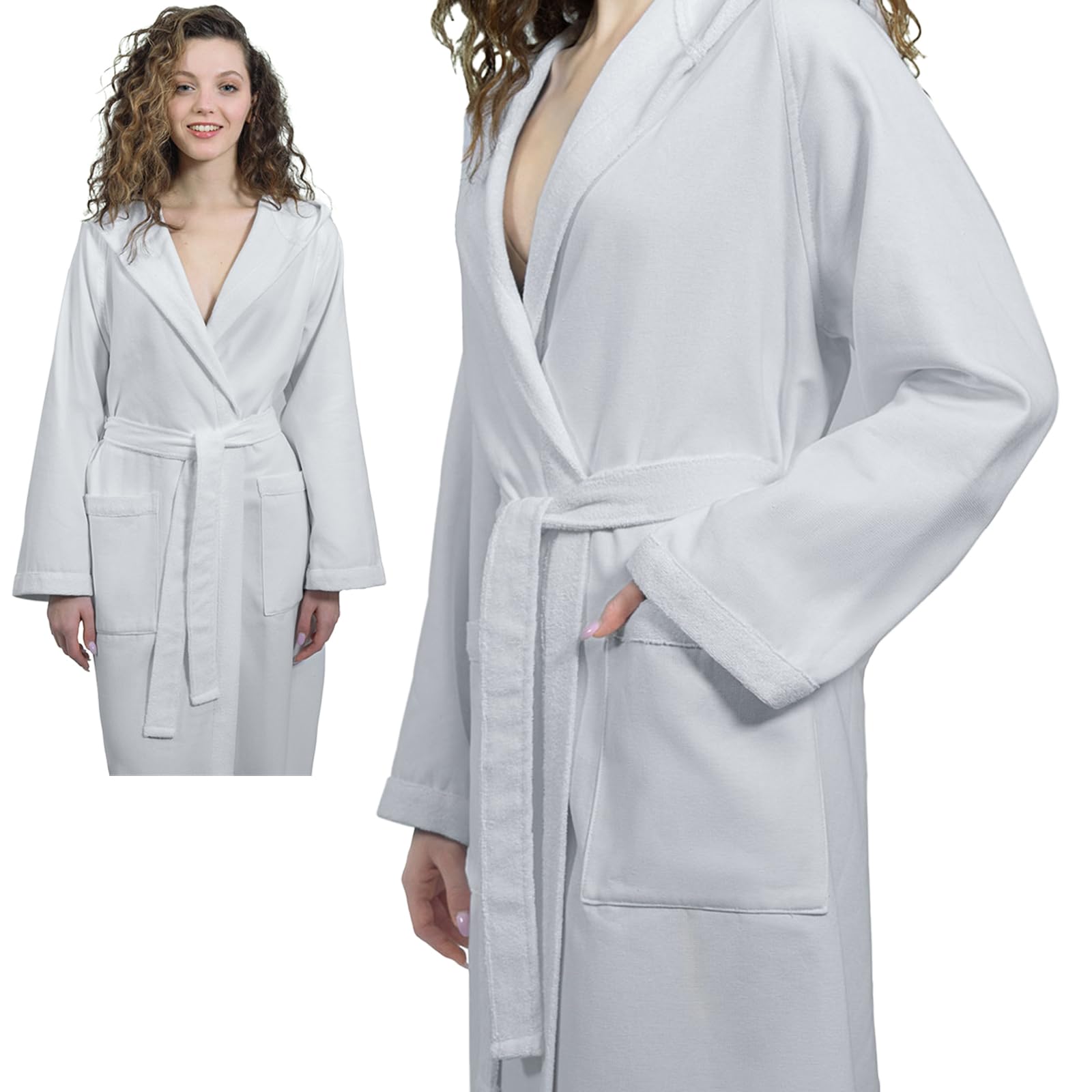 runico Accappatoio Donna Cappuccio - Design e Fabbricazione Italiana, 100% Cotone, Ultra Sottile, Super Assorbente, Anti-Pilling, con 2 Asciugamani Inclusi……