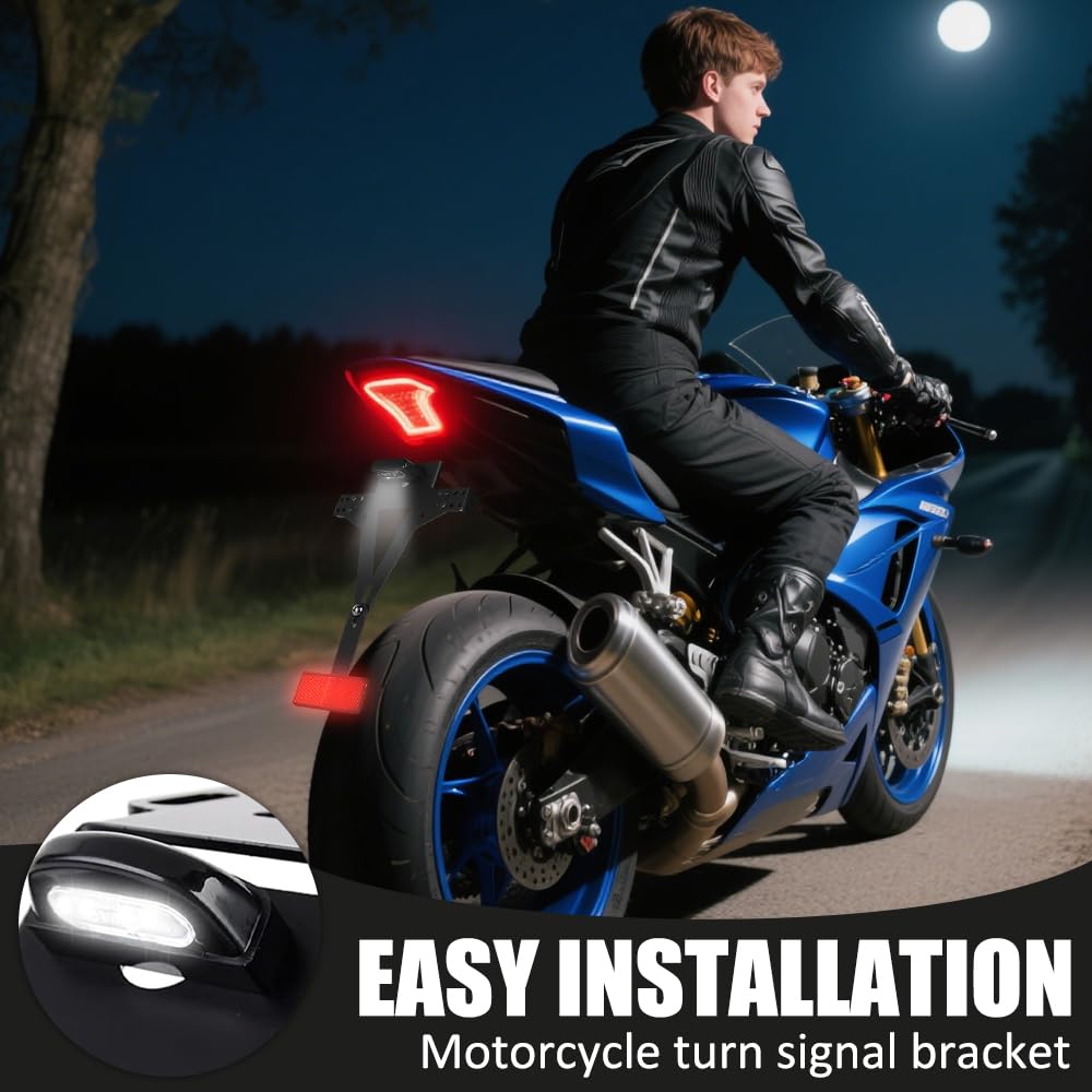Motocyklowy uchwyt na tablicę rejestracyjną z oświetleniem LED i reflektorem, regulowany