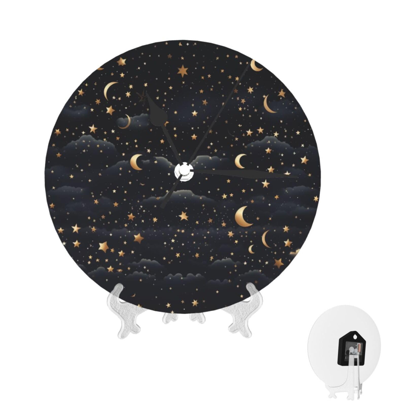 Horloge moderne à piles étoiles et lune pour s'évader