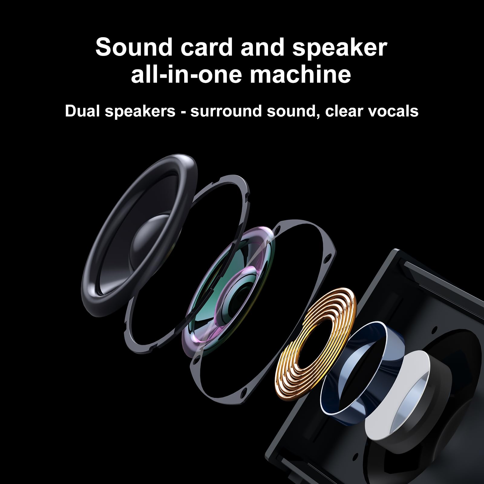 MT-VIKI Maszyna do karaoke LED z 2 bezprzewodowymi mikrofonami, mikser audio do streamingu