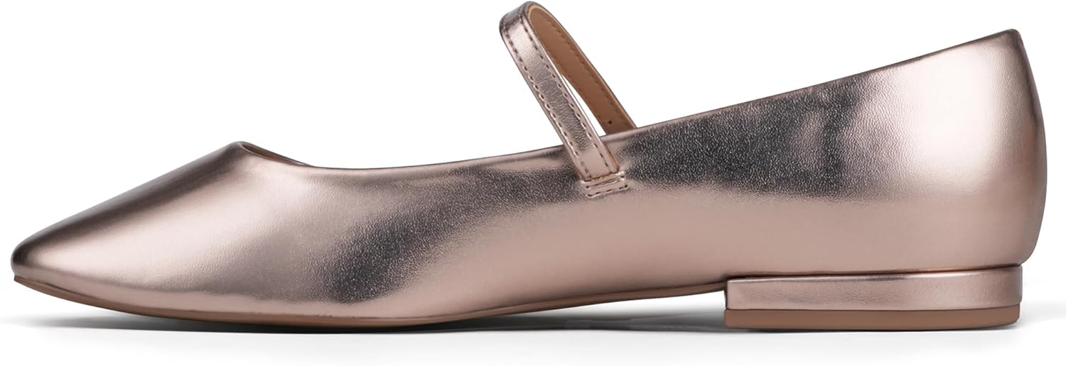 Women's Mary Jane Flats Soft Leather Ballet Flats with Adjustable Strap,Comfortable Dressy Slip on Mary Jane Shoes Women