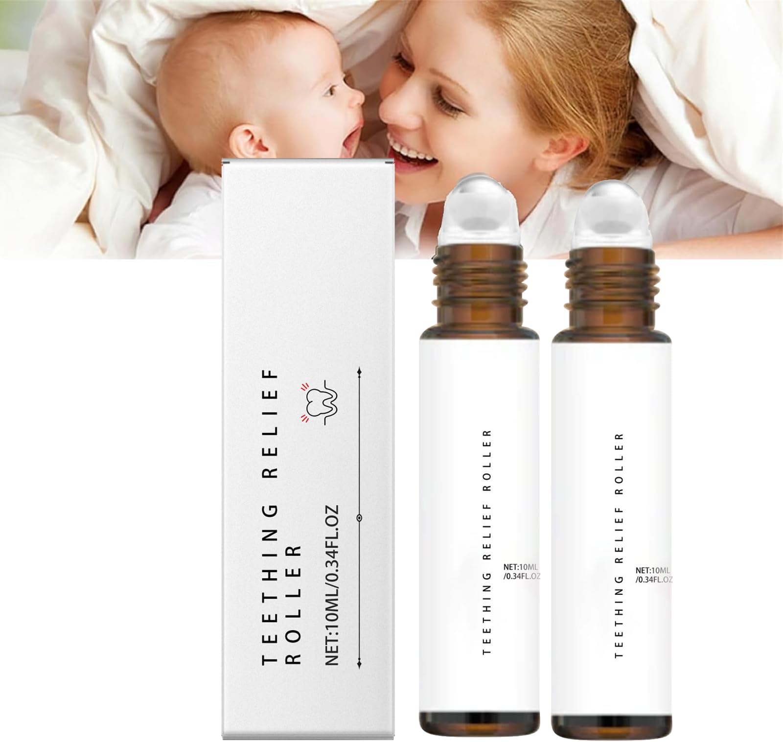 Teething Roller,Teething Roller Oil, Teething Roller Natural Pain Relief, Natural Pain Relief Roller, Baby Teething Oil Roller, Infant Teething Relief for Babies, Reduce Teething Discomfort (2pcs)