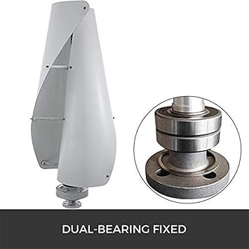 5000W No Noise Spiral Wind Turbines,12V 24V 48V 2 Blade Home Wind Turbines with Controller (White)