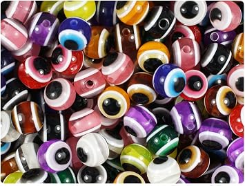 BeadTin Mixed Colors 12mm Round Evil Eye Resin Beads 60pcs