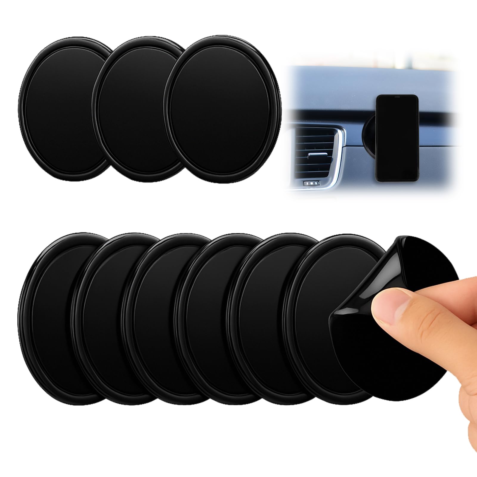 Antirutsch Pads,10 Stück Nano Gel Pad,Waschbare Auto Anti Rutsch Pads,Doppelseitig Klebende Antirutschmatte Auto Armaturenbrett Wiederverwendbar(Schwarz)