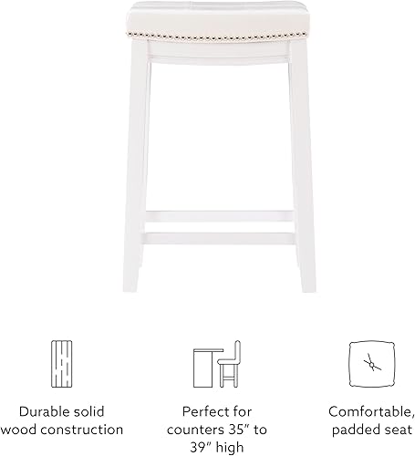 Miniatura 13 de Linon Taburete de mostrador sin respaldo blanco Claridge