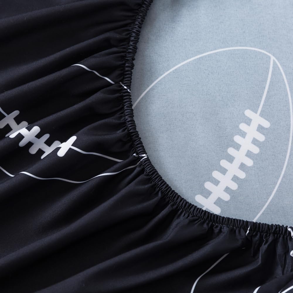 ADASMILE A & S Football Comforter Set Twin for Boys Kids American Football Bedding Sets 6 Pieces Sports Gaming Themed Bed in A Bag with Black Rugby Sheets and Pillowcases All Season Home Decor - Image 6