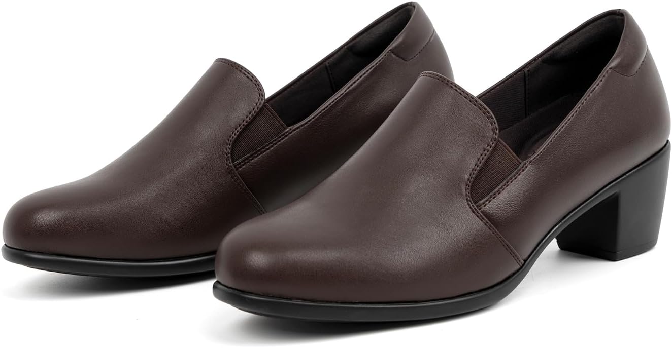 VJH confort Women’s Heeled Shoes, Comfortable Elastic Low Block Chunky Heels Pumps - Image 6