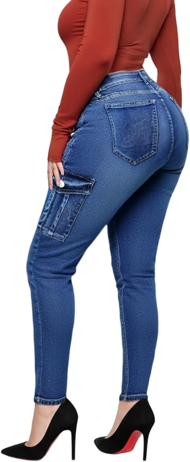 Skinny Jeans for Women Plus Size Stretch High Waisted Jean Jeggings for Women Curvy Fit Ankle Length Denim Pants
