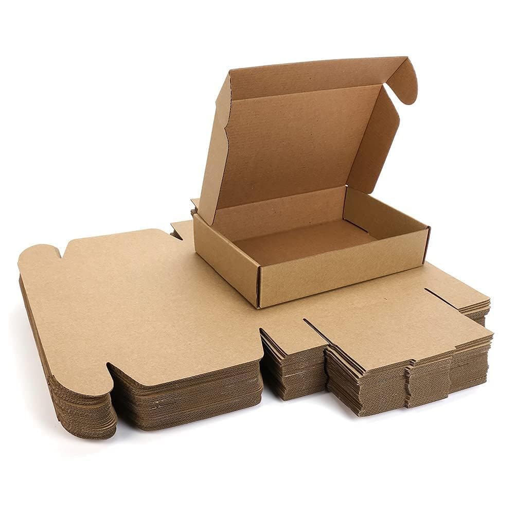 Khazna Small Shipping Boxes 9x6x2 Inches, 20 Pack Corrugated Cardboard Mailing Box Packaging for Business, Tab Locking Literature Mailer Boxes Flat Shipping Boxes Empty Gift Packing Boxes Supplies