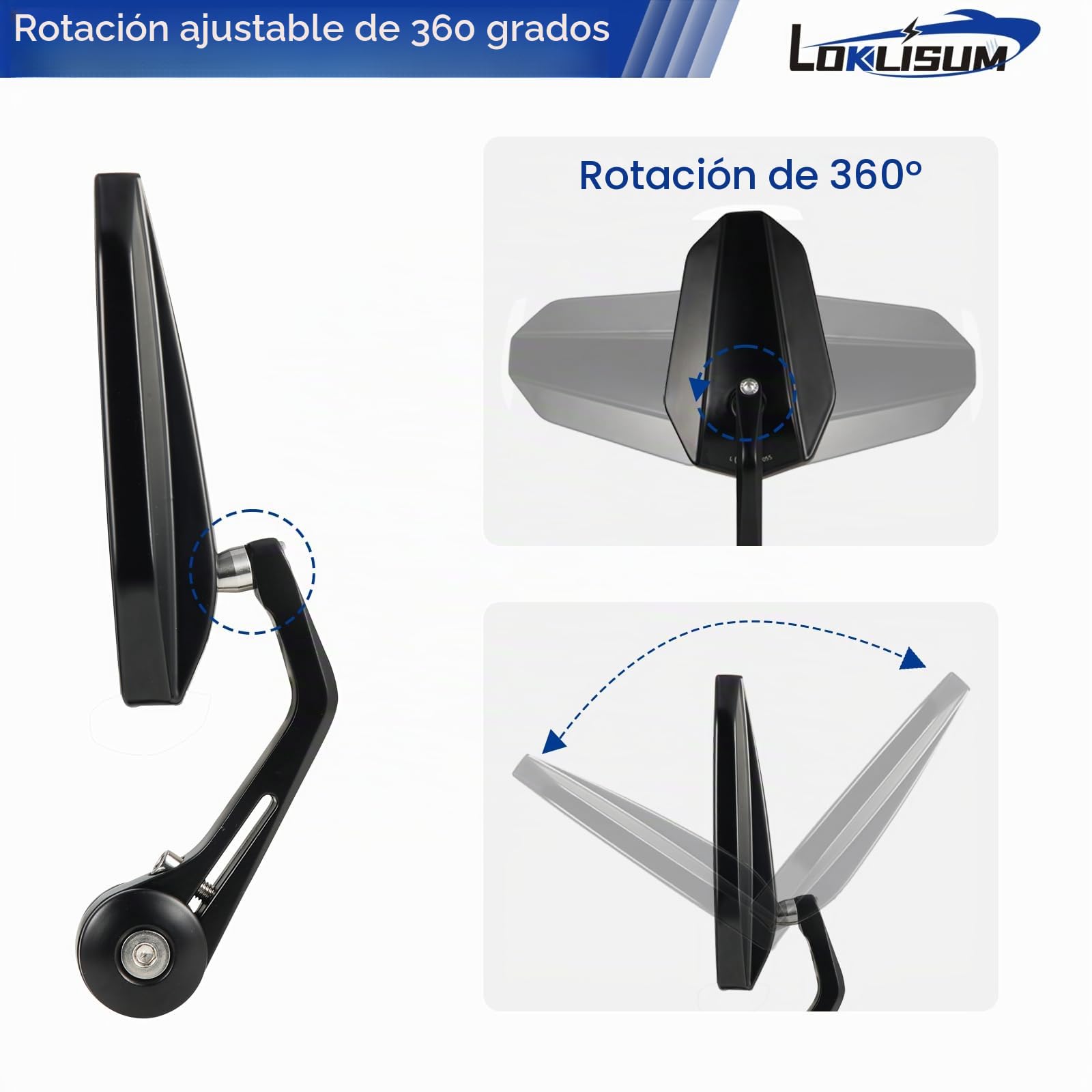 Retrovisores Moto Homologados para Manillar de 7/8 Pulgadas Espejos Moto Ajuste de 360 Grados, Compatible con Yamaha MT03 MT07 MT09 MT10 MT125 XSR700 XSR900 FZ1 FZ6 FZ6R XJ6 TMAX530/500