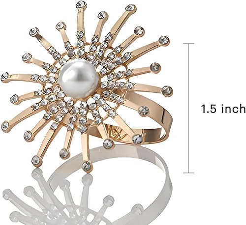 Miniatura 8 de Decozen Juego de 4 servilleteros dorados con diseño de perlas, festivo, decoración de mesa para vacaciones, bodas, cumpleaños, cocina, decoración