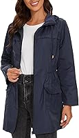 Vista 4 de Century Star Chaquetas de lluvia para mujer, impermeables, ligeras, cortavientos, con capucha, plegables