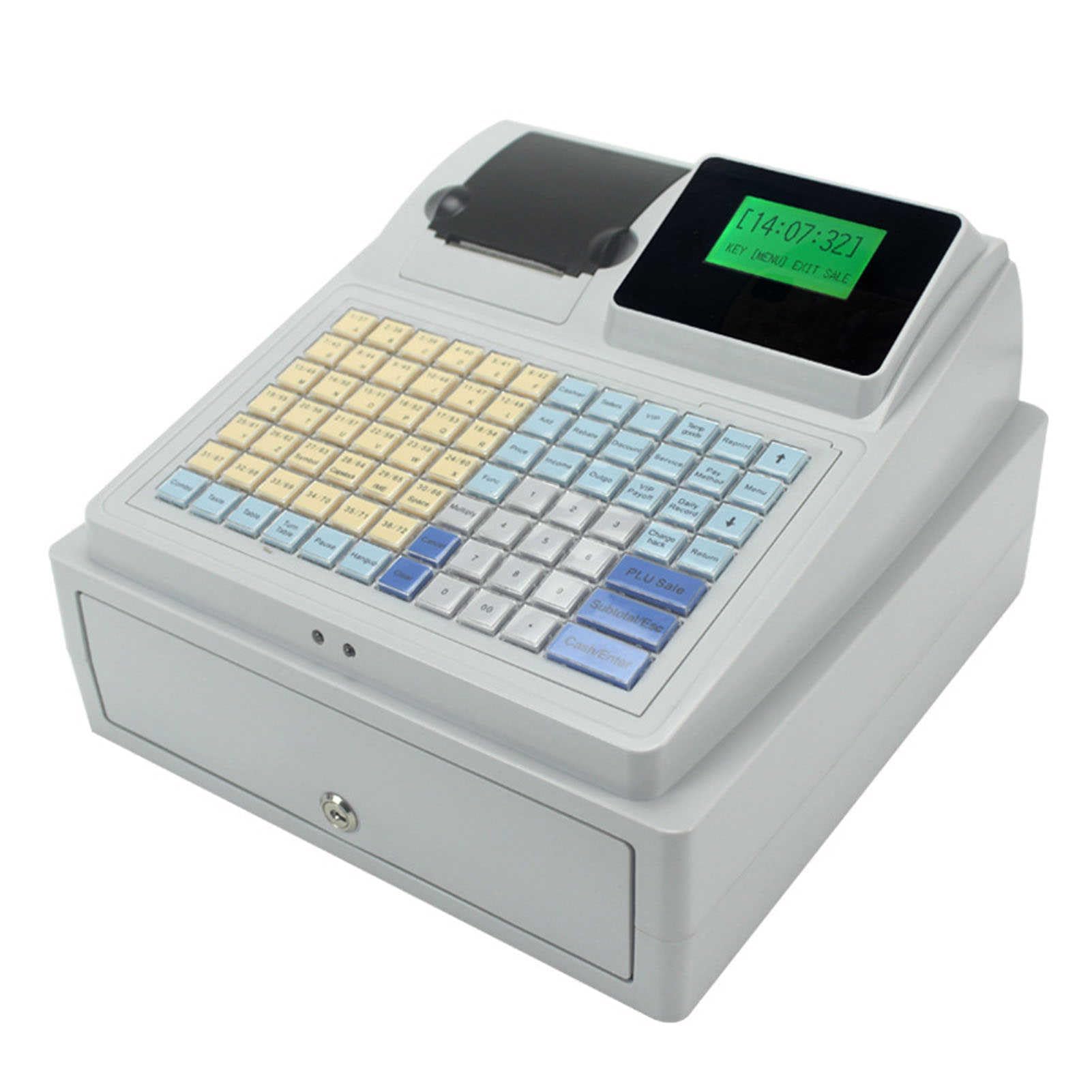001, Caja Registradora Electrónica Eficiente para Pequeñas Empresas: 81 Teclas, Pantalla LED Digital, Cajón De Efectivo, Ideal para Restaurantes,Sistema En Inglés