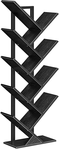 Miniatura 10 de HOOBRO Estantería en forma de árbol, estante de 9 niveles, estanterías de madera, estante de almacenamiento de pie, para exhibición de CDs, libros