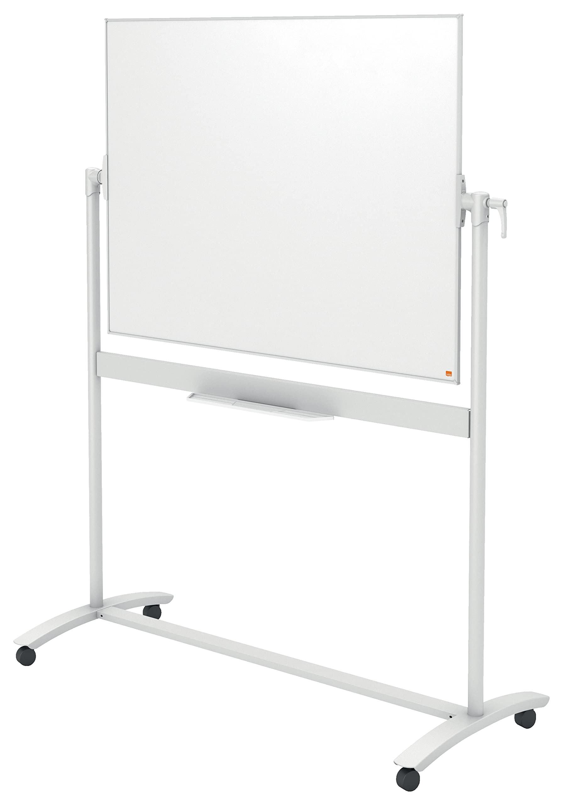 Nobo Mobiles Whiteboard aus Emaille, trocken abwischbar, magnetisch, mit horizontalem Drehpunkt (von oben nach unten schwenkbar), auf Rollen, mit Stifthalter, Magneten und Marker, weiß, 1901033