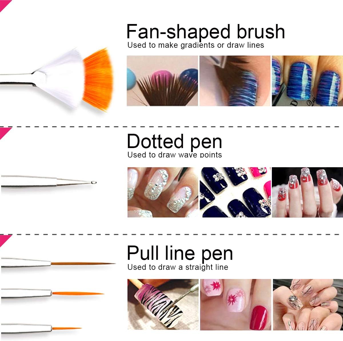 Nail Art Brush, Teenitor 3D Nail Art Decorations Kit with Nail Pen Designer Dotting Tools Colors Holographic Butterfly Nail Glitter Foil Flakes Nail Tape Strips and Multi-Color Nails Rhinestones: Kitchen & Dining