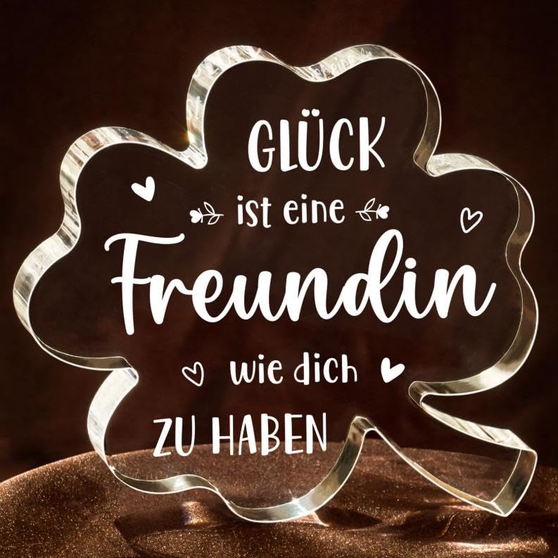 Encoink Beste Freundin Geschenke, Geschenk Freundin Geburtstag – Acryl Glücksklee Dekoration, Abschiedsgeschenk Freundin, Freundschaftsgeschenke, Weihnachtsgeschenke