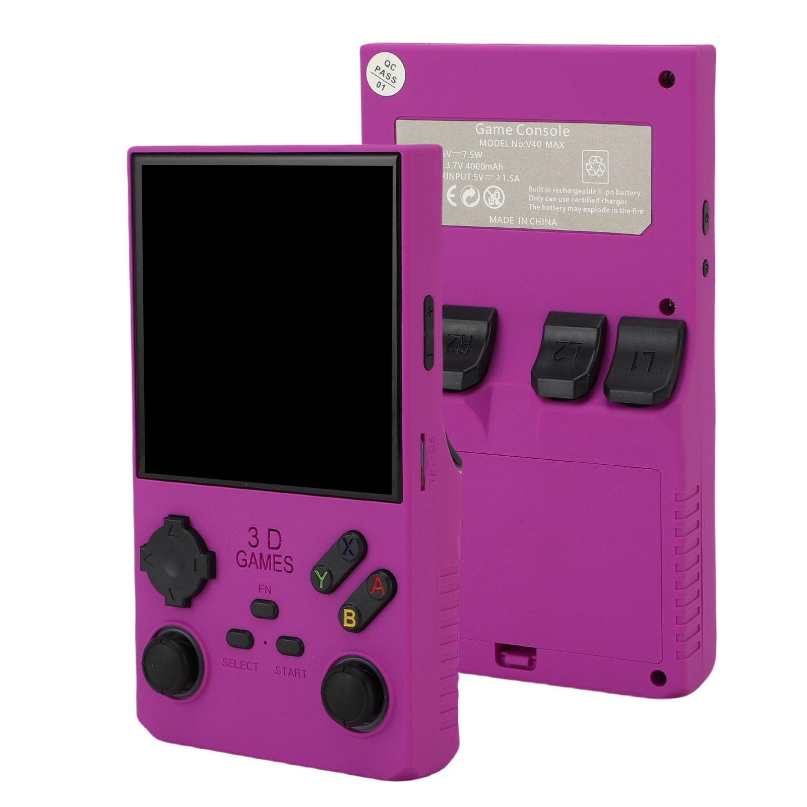 CCYLEZ Console di Gioco Portatile da 4 Pollici Console di Gioco retrò per Open Source Scheda di Memoria da 256 GB Schermo 720x720 Batteria da 4000 MAh Altoparlante da 8 W Portatile (PURPLE)