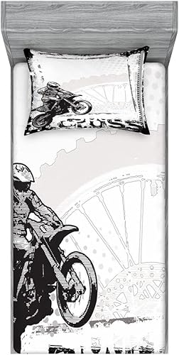 Miniatura 205 de Ambesonne Juego de sábanas bajeras y fundas de almohada de los años 90, patrón geométrico en estilo retro, formas redondas de triángulo de media