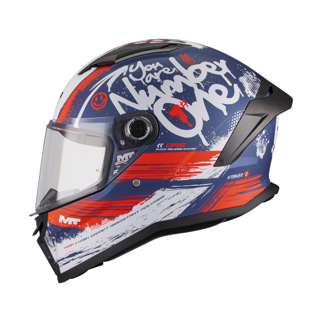 MT Helmets Stinger 2 – Casco Moto Integral Deportivo con Pantalla Antivaho Compatible con Pinlock, Visor Solar Full Vision, Interior Lavable y Calota HIRP | Homologado ECE 22.06 & DOT