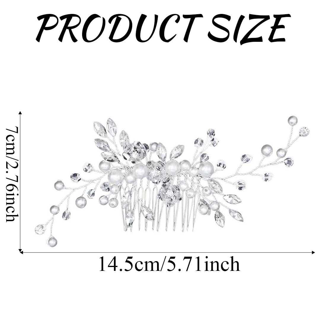 JEYORZY 1 Pezzi Pettinino argentato per capelli da sposa,Pettine per Capelli da Sposa Fermaglio,per Donne e Ragazze,con Fiori di Perle Cristallo Accessori,Capelli Sposa Pettine,Accessori Capelli Sposa