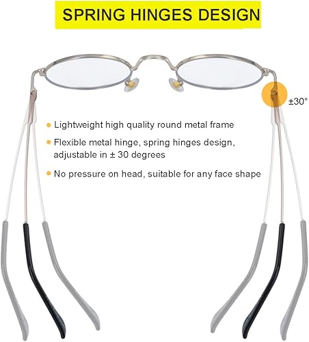 Miniatura 5 de JOVAKIT Gafas de bloqueo de luz azul retro redondas para mujeres y hombres lentes circulares transparentes sin receta con marco de metal