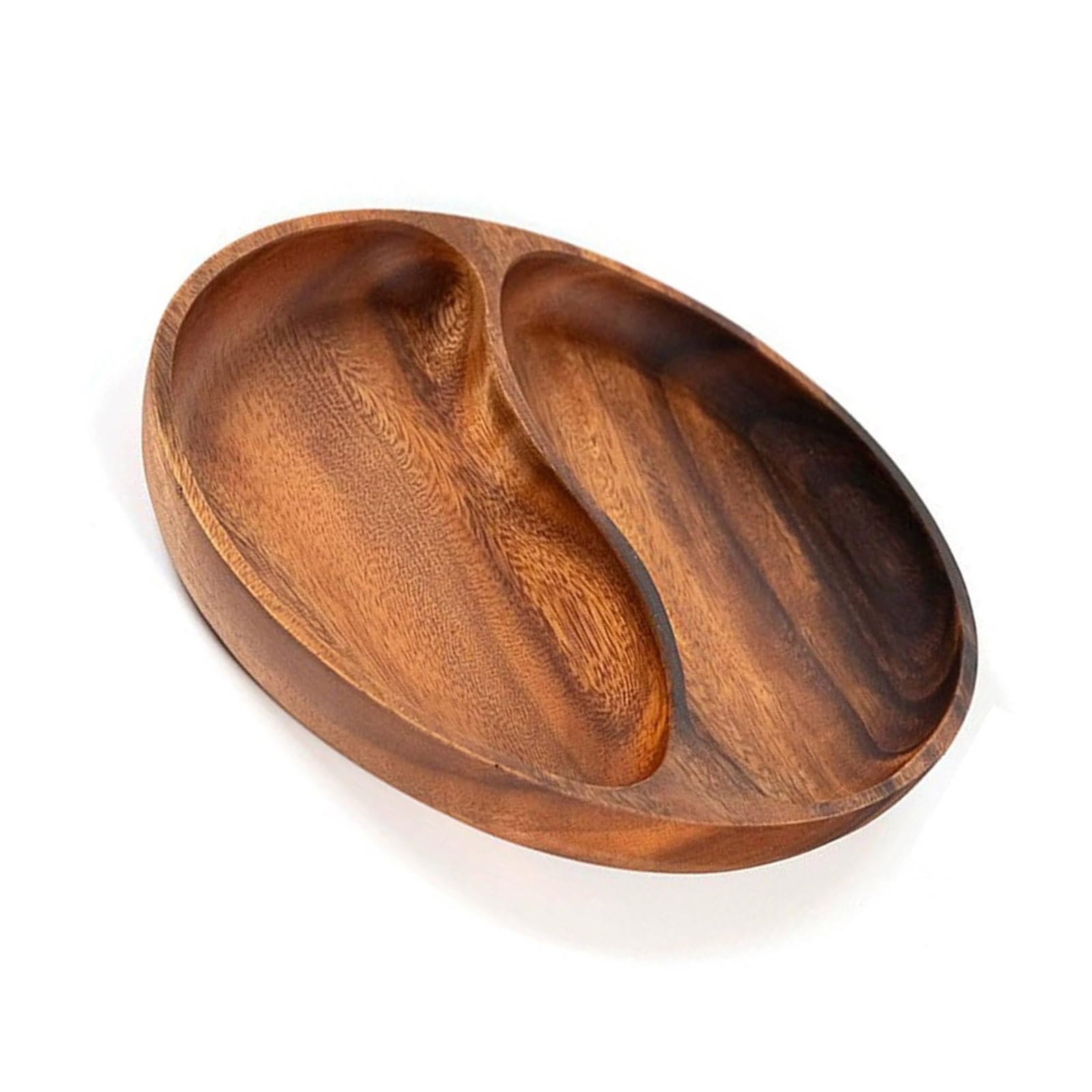 Elnwnnkc Wood Divided Servings Tray Round Serving Dishes Dinner Platters Bread Fruit Dessert Plate Snacks Tray for Parties Dinner Platters Snacks