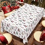 Vimorco Table Cloth Christmas Tree, Red Green Stare Christmas Tablecloth Holiday Table Cloth...