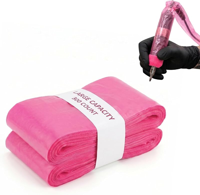 HUHKOUAE Capas descartáveis para cabo de clip de tatuagem, rosa, 5,08 cm x 81,28 cm, pacote com 300