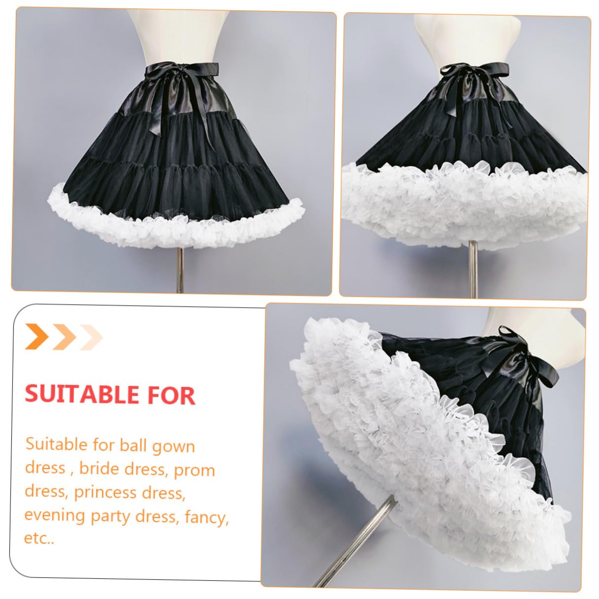 Healeved Lolita Unterrock 1 Stück Gauze Weiß für Damen Fancy | Sweet Style, Knitterarm und Formstabil, Leicht zu Reinigen, Bequemes und Ausziehen