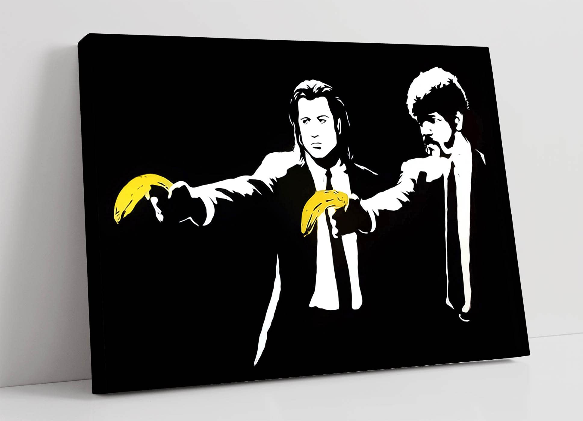 Canvasartshop Yellow - Banksy Pulp Fiction- Canvas Wall Art Picture Print (18X12)