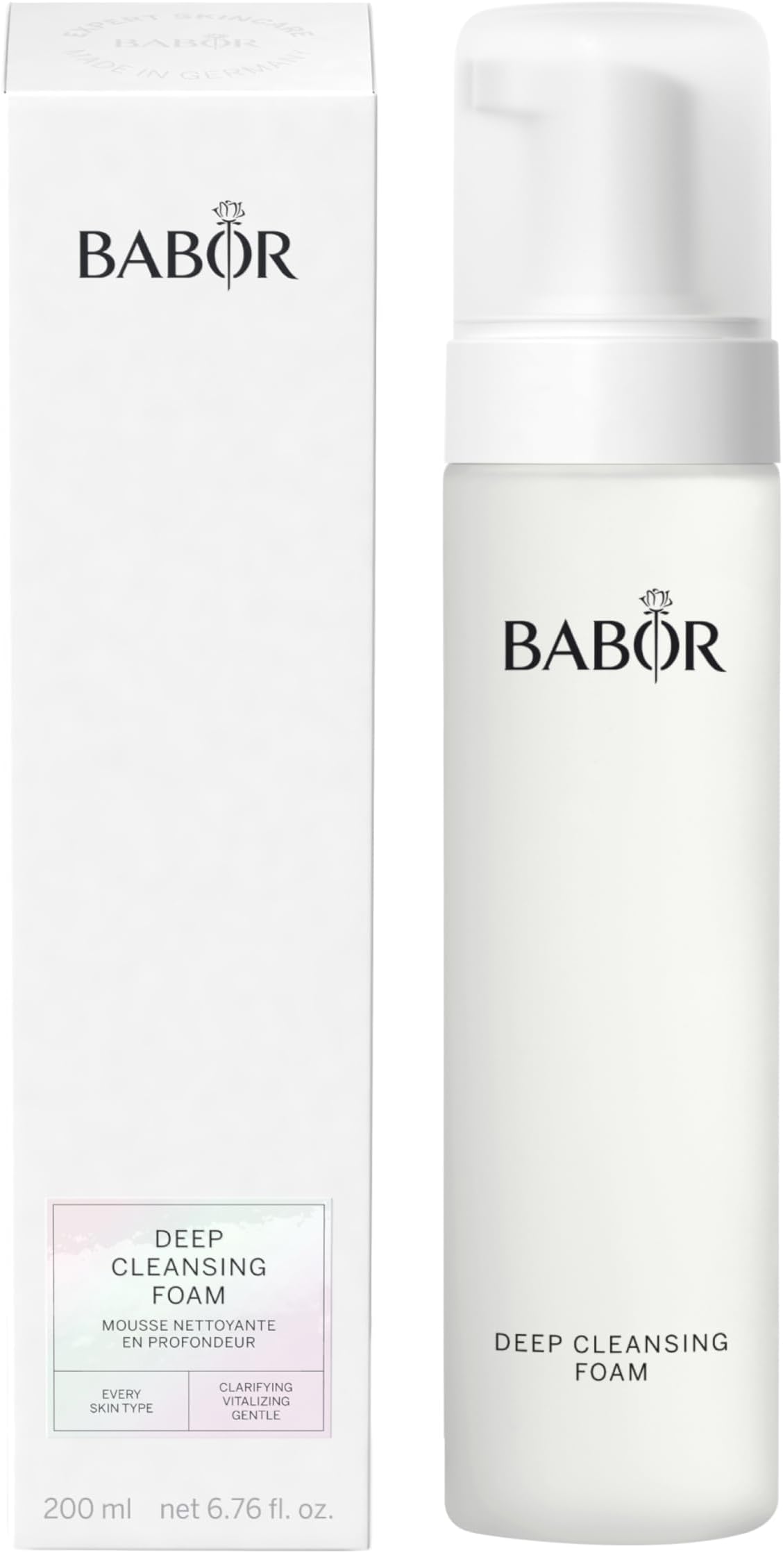 BABOR Cleansing Foam Detoxifying and Reinvigorating Daily Facial Cleanser with Moisture-Binding Glycerin, Rosemary