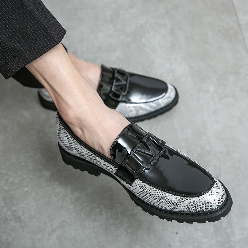 Men's Classic Formal Oxford Shoes Mens Dressy Suit Tuxedo Metal Shoelaces Weeding Prom Derby Shoes Comfortable Genuine Leather Slip On Business Dress Shoes(8.5)4