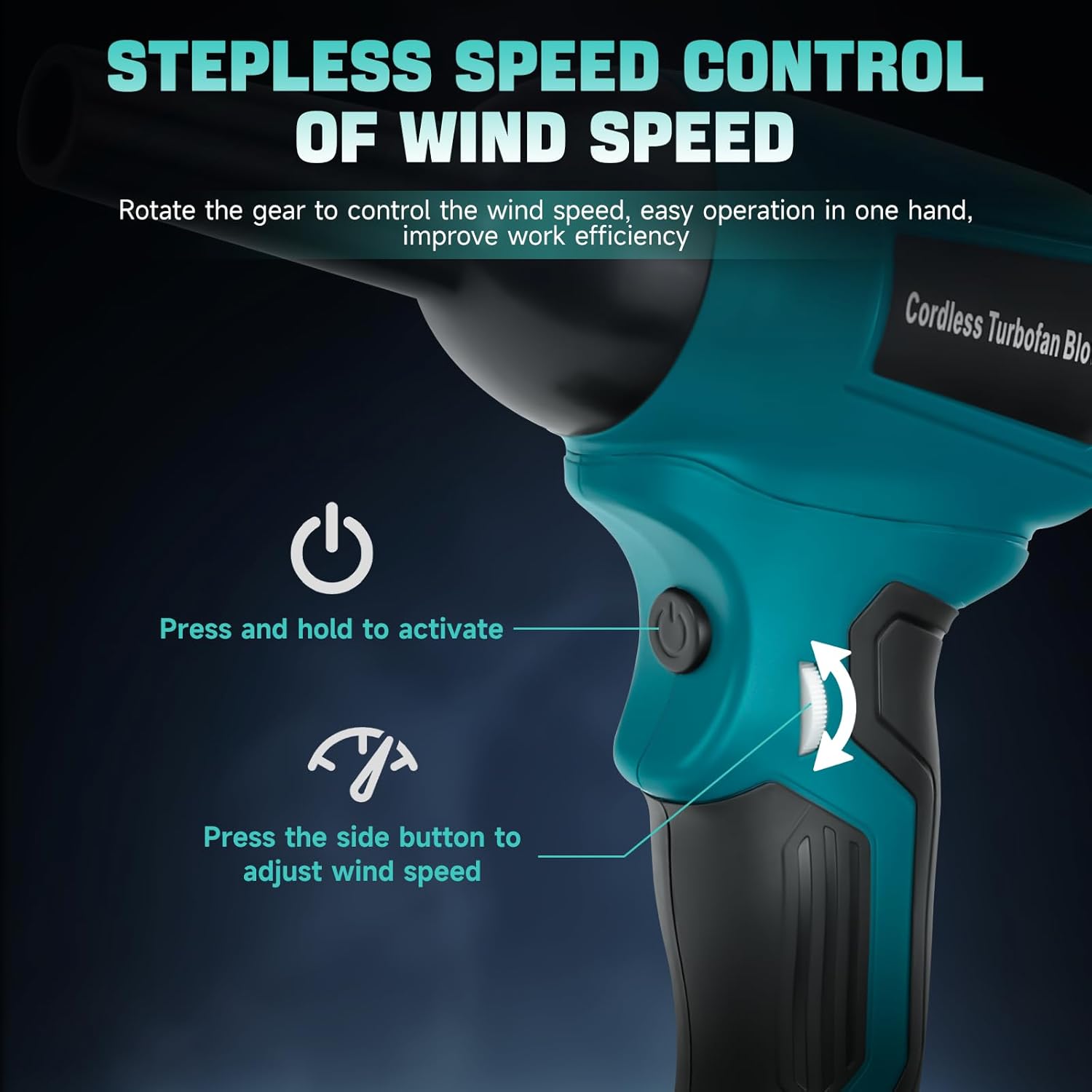 Electric Cordless Turbo Fan Blower, Leaf Blower for Bosch 18V Battery, 130000RPM Handheld Jet Fan, Variable Wind Speed, for Cleaning and Drying (Battery Not Included)