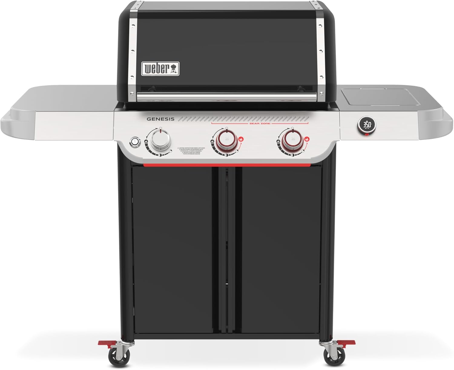 Weber Genesis® EX‑325W Smart Gas Grill (Liquid Propane) for Outdoor Cooking, 3 Burner – Black, Wi‑Fi Enabled Grill with Porcelain-Enameled Cast-Iron, Sear Zone & PureBlu Burners