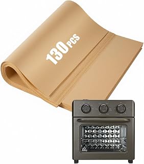 130PCs Air Fryer Paper Liners Compatible with Our Place 12.7 Quarts Wonder Oven, Nonstick Disposable Parchment Paper Baking Sheets Accessories for 6-in-1 Air Fryer & Toaster Oven, Free of Bleach
