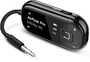 Avantree Voyager - Airplane Bluetooth Adapter for Headphones & AirPods, Bluetooth 5.4 with Latest Auracast & OLED Display, Qualcomm Chip, aptX Adaptive, Wireless Audio Transmitter for Travel & Flight